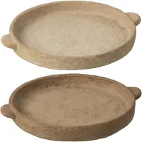J-Line bord Rond - cement - beige/bruin - large - set van 2