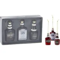 Home & Styling Home Styling Collection Kerstornamenten Drankflessen – 3 Stuks – Glas – Whiskey, Gin & Cognac – Bruin