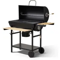 CookingBox Mike Evolution houtskoolgrill, 142 x 57 x 112 cm, zwart, met een grilloppervlak van 71 x 35 cm, inclusief deksel en temperatuurindicator, 2 wielen en een aslade