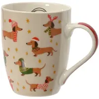 Kaemingk kerstmok teckel beige porselein 0,34 l