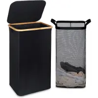Kavo - Wasmand - 100L - Wasbox - Wasmanden - Zwart - 41cm x 33cm x 74cm
