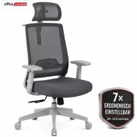 Floordirekt Bureaustoel Victor - Ergonomische Meshstoel met Hoofdsteun, Lendensteun en 3D-armleuningen - Grijs