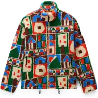 Napapijri Fleece jas lichtbeige / azuur / donkergroen / oranjerood