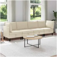 vidaXL Woonkamer Meubelset 4 st Crèmekleurig Stof