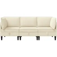 vidaXL Woonkamer Meubelset 3 st Crèmekleurig Stof