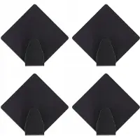 Cadro 4x Zelfklevende Haakjes - Zwart, RVS - Badkamer & Keuken