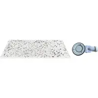 Vente-unique Extra platte inleg- of opbouwdouchebak, op maat snijdbaar in SMC-hars met sifon - Wit terrazzo effect - 140 x 90 cm - MIRNOSA