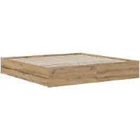 vidaXL Bedombouw met opslag Artisanaal eiken 180 x 200 cm Bewerkt hout