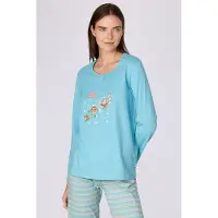 Woody pyjama meisjes/dames - blauw - ruimteprint - 262-10-PLG-S/824 - maat M