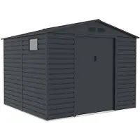 Vente-unique Metalen tuinhuisje van gegalvaniseerd staal - Antraciet - 7,17 m² - ADELMO