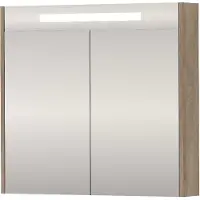 Proline SPK Premium Spiegelkast LED 80x14x74 cm Raw Oak