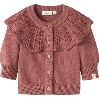 Lil´ Atelier BABY katoenen gebreid vest met ruches - roze Effen - maat 62