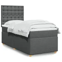 vidaXL Boxspring met matras stof donkergrijs 90x190 cm