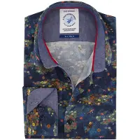 A Fish Named Fred Overhemd donkerblauw stretch