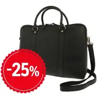Morethanhip - Dames laptoptas 15,6" in mat zwart vintage ecoleer - Hazel - 40 x 28 x 13 cm