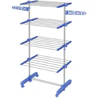 HOMCOM wasrek, torenmodel, 4 niveaus, inklapbaar, hoogte verstelbaar, blauw