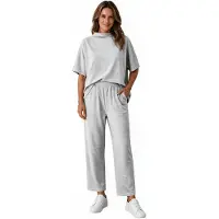 Imily Bela Dames Tweedelige Lounge Set met T-shirt en Wijde Broek