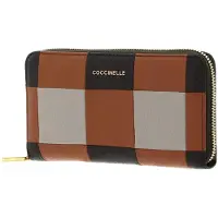 Coccinelle Leren portemonnee Metallic Vichy Patch Wallet Mul. Robin / Fango bruine