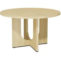 OKWISH Eettafel van massief hout, met een ontwerp dat doet denken aan een gebroken tafelpoot, geschikt voor 4-6 personen, moderne stijl, eikenhout