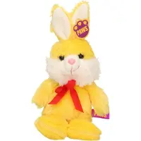 Heunec Paashaas/haas/konijn knuffel dier - zachte pluche - geel - cadeau - 32 cm - met strikje