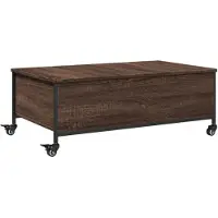 vidaXL - Salontafel - met wielen - 91x55x34 - cm - bewerkt hout - bruin - eikenkleur