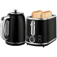 HOMCOM Waterkoker en broodrooster set Kunststof, staal 23,2L x 15,9B x 24,8H cm Zwart