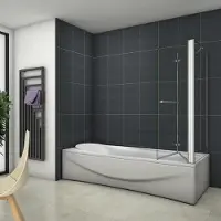 AICA Opklapbaar Badscherm Bevestiging voor Bad - 2-delig - 95 x 80 x 140 cm