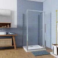 AICA Douchecabine 70x70x185cm Vouw-/schuifdeur+twee zijpanelen 5mm veiligheidsglas-gepolijst chroom frame