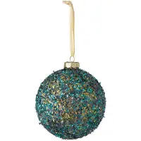 J-Line Kerstbal met glitters - glas - blauw/goud - set van 18