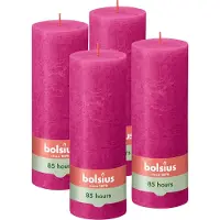 Bolsius - Rustieke Stompkaarsen - 4 Stuks - Fuchsia Roze - 19cm - 85 branduren
