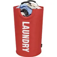 BOTC Wasmand - Waszak - Laundry basket - Wassorteerder - 38x63 cm - waszak vouwbaar - draagbaar wasbox - Rood