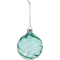 J-Line Geribbelde kerstbal - glas - turquoise - small - set van 16