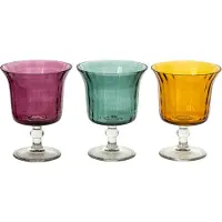 J-Line Kandelaar - glas - mosterdgeel/bordeaux - assortiment van 3