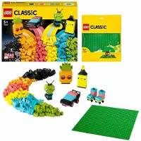 LEGO 66745 Classic 2 in 1 Pakket - Creatief Spelen met Neon en Groene Bouwplaat - Set
