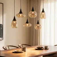 LumenXL 6-lichts hanglamp Loic - zwart met amber glas