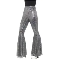 Smiffys Mooie Hippie broek in zilver met glitters