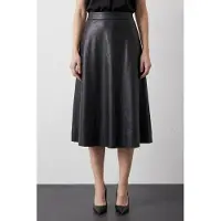 MyFashion Hoog-Waisted Midi A-Lijn Nepleer Rok