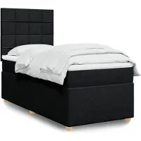 vidaXL Boxspring met matras stof zwart 90x200 cm