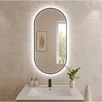 LOMAZOO Badkamerspiegel Met Verlichting - Met Verwarming - Ovale Spiegel - Draaibaar - Zwart - 100 x 50 cm - TANGER