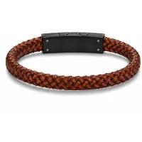 Frank 1967 7FB-0874 – Heren Armband – Gevlochten Leren Armband – Bruin Leer – 21 cm – Cadeau voor Mannen