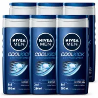 Nivea 6 x MEN - Douchegel - Cool Kick - 250 ml - Voordeelverpakking - 6 stuks
