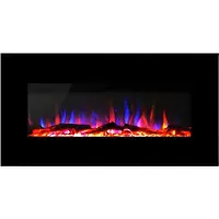 Vente-unique Elektrische sfeerhaard LALITA - L110 x D14 x H49 cm - Zwart L 110 cm x H 49 cm x D 14 cm