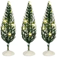 Luville Snowy conifer lighted 3 stuks b/o h10,5xd4 cm