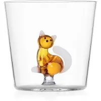 Ichendorf Tabby Cat glas zittende poes amber met staart wit