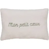 Atmosphera Bouclé Sierkussen Mon Petit Coeur - 38x58cm - Wit