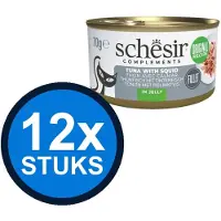 Schesir 12x - Tonijn & Inktvis in Gelei - Kattenvoer Natvoer - 70g