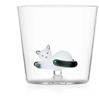 Ichendorf Tabby Cat glas liggende poes wit met staart smoke