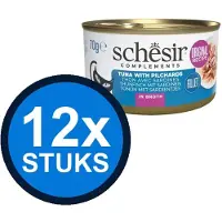 Schesir 12x - Complementary - Kattenvoer - Bouillon in blik - Tonijn & Sardines - 70g