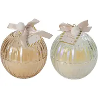 J-Line Kerstbalkaars - glas - goud/transparant - large - 2 assortimenten van 1