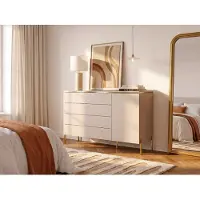 Vente-unique Ladekast met 4 lades en 1 kastje - Beige en goudkleurig - VUKIA